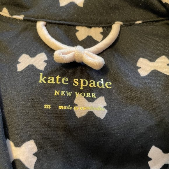 NWT Kate Spade Size Medium Pajama Set Top & Pants Black Pink Bow Print PJs - Picture 4 of 8